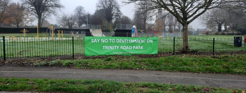 Trinity Road Park banners placed on Trinity Road Park railings